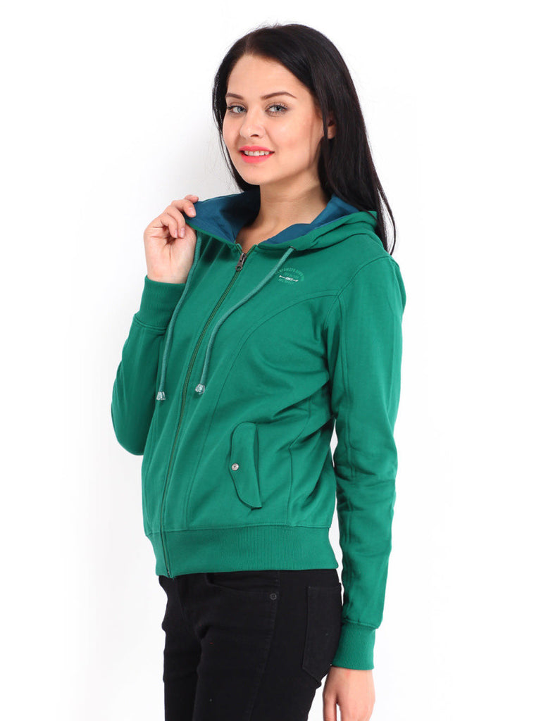 Fort Collins Women Green Hooded Sweatshirt