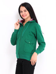 Fort Collins Women Green Hooded Sweatshirt