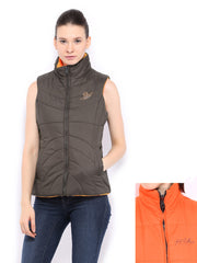 Fort Collins Women Grey &amp; Orange Padded Reversible Jacket