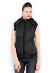 Fort Collins Women Black Padded Sleeveless Jacket