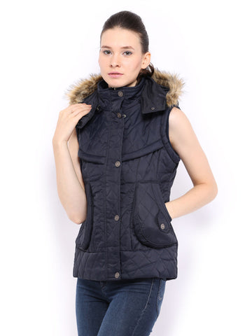 Fort Collins Women Navy Sleeveless Padded Jacket
