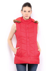 Fort Collins Women Red Padded Sleeveless Jacket