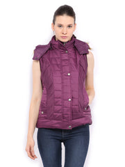 Fort Collins Women Purple Padded Sleeveless Jacket
