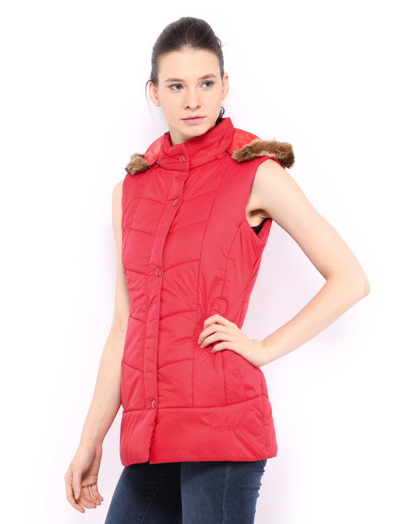 Fort Collins Women Red Padded Sleeveless Jacket
