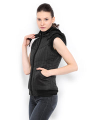 Fort Collins Women Black Padded Sleeveless Jacket