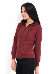 Fort Collins Women Maroon Hooded Sweatshirt