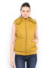 Fort Collins Women Mustard Yellow Padded Sleeveless Jacket