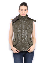 Fort Collins Women Olive Green Sleeveless Padded Jacket