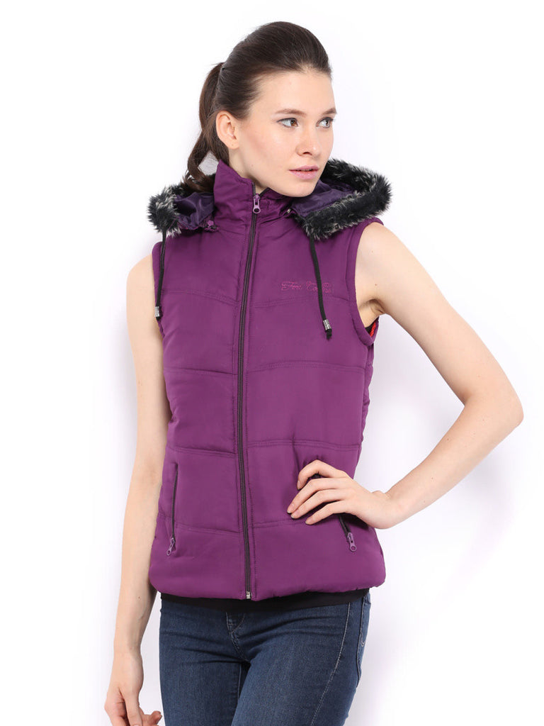 Fort Collins Women Purple Padded Sleeveless Jacket