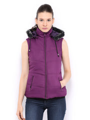 Fort Collins Women Purple Padded Sleeveless Jacket