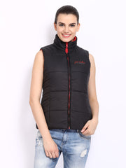 Fort Collins Women Red &amp; Black Padded Sleeveless Reversible Jacket