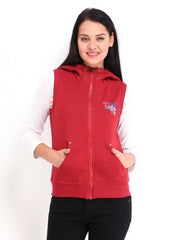 Fort Collins Women Red Sleeveless Hooded Sweatshirt