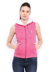 Fort Collins Women Pink Hooded Sleeveless Sweatshirt