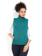 Fort Collins Women Teal Blue Sleeveless Sweatshirt