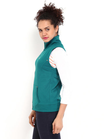 Fort Collins Women Teal Blue Sleeveless Sweatshirt