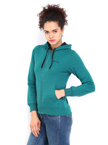 Fort Collins Women Teal Green Hooded Sweatshirt