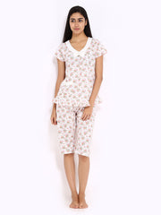 Fort Collins Women White Floral Print Lounge Set NS 001