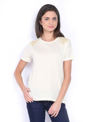 French Connection Women Cream Coloured Top