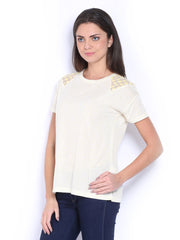 French Connection Women Cream Coloured Top