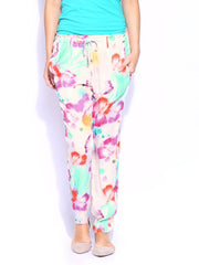 GAS Women Off-White Printed Trousers