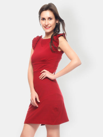 Gritstones Maroon Bodycon Dress