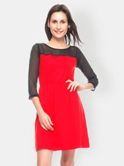 Gritstones Red &amp; Black A-line Dress