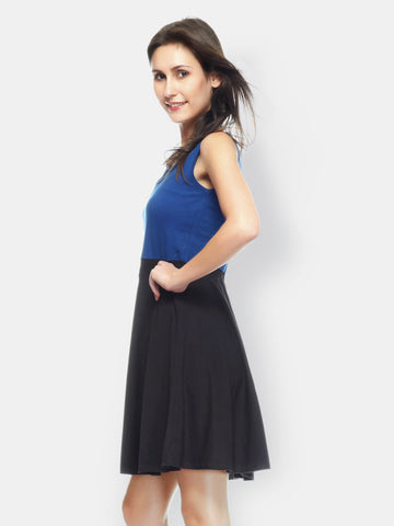 Gritstones Blue &amp; Black Fit &amp; Flare Dress