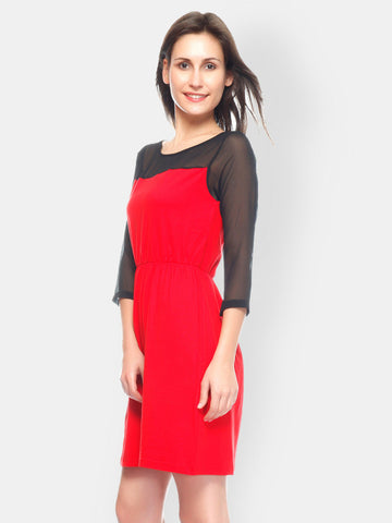 Gritstones Red &amp; Black A-line Dress