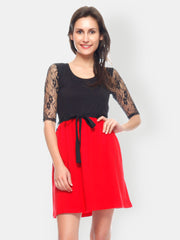Gritstones Black &amp; Red Fit &amp; Flare Dress