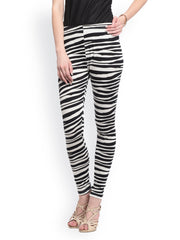 GRITSTONES Women White &amp; Black Printed Leggings