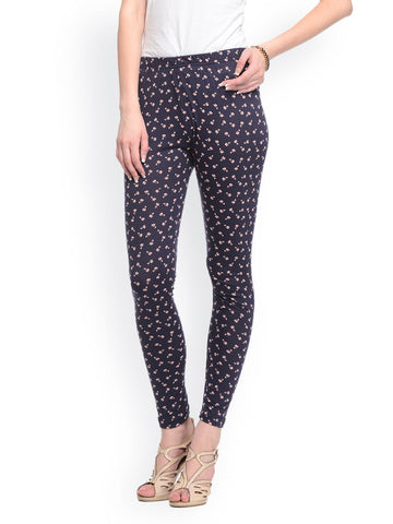 GRITSTONES Women Navy Printed Ankle-Length Leggings