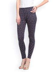 GRITSTONES Women Navy Printed Ankle-Length Leggings