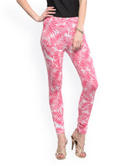 GRITSTONES Women White &amp; Pink Printed Leggings
