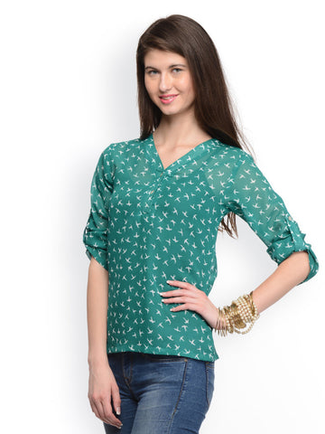 GRITSTONES Women Green Printed Top