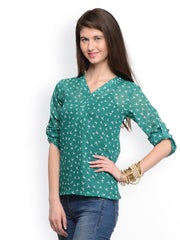 GRITSTONES Women Green Printed Top