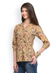 GRITSTONES Women Brown Floral Print Top