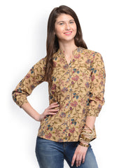 GRITSTONES Women Brown Floral Print Top