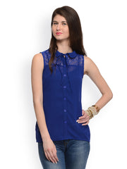 GRITSTONES Women Blue Sheer Top