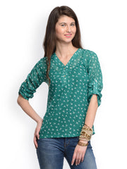 GRITSTONES Women Green Printed Top