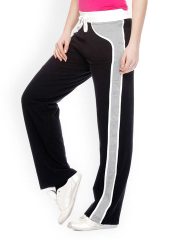 GRITSTONES Women Black &amp; Grey Track Pants