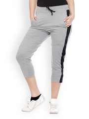GRITSTONES Women Grey Melange &amp; Black Track Pants