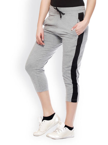 GRITSTONES Women Grey Melange &amp; Black Track Pants