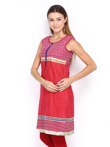 Gili Women Pink &amp; Orange Printed Kurta