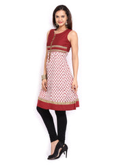 Gili Women Maroon &amp; Off-White Anarkali Kurta