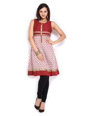 Gili Women Maroon &amp; Off-White Anarkali Kurta