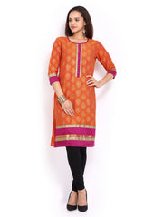 Gili Women Orange Printed Kurta