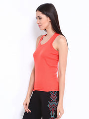 Ginger Women Coral Orange Racerback Tank Top