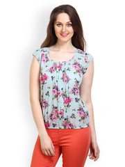 Gipsy Women Blue Floral Printed Top