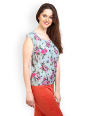 Gipsy Women Blue Floral Printed Top
