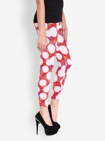 Gipsy Women Red Printed Skinny Fit Leggings